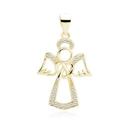 Pandantiv argint placat cu aur galben ingeras cu inima si pietre DiAmanti Z1598C_G-DIA (Argint 925‰ 1,5 g.)